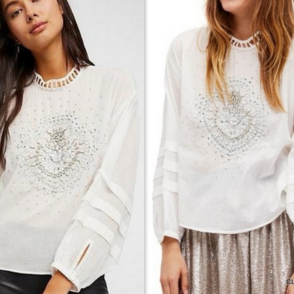 Free People • Heart of Gold Button Back Cotton Blouse - Picture 3 of 16